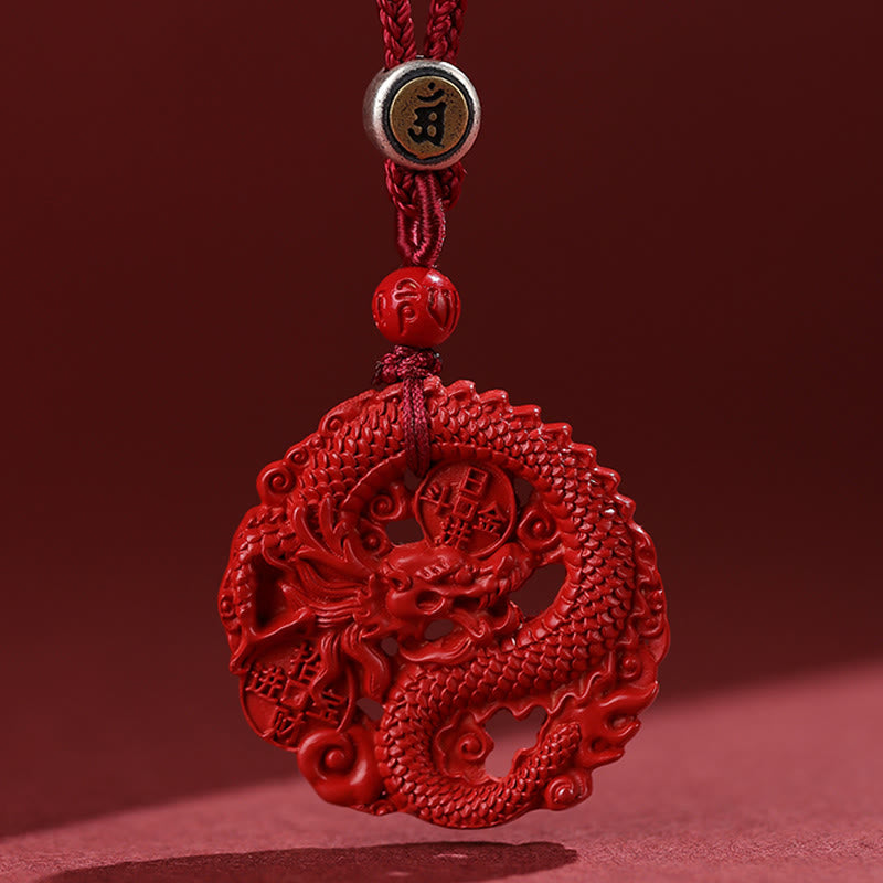 Rotes Zinnober Drachen Armband 925 Silber Glücksbringer Anhänger