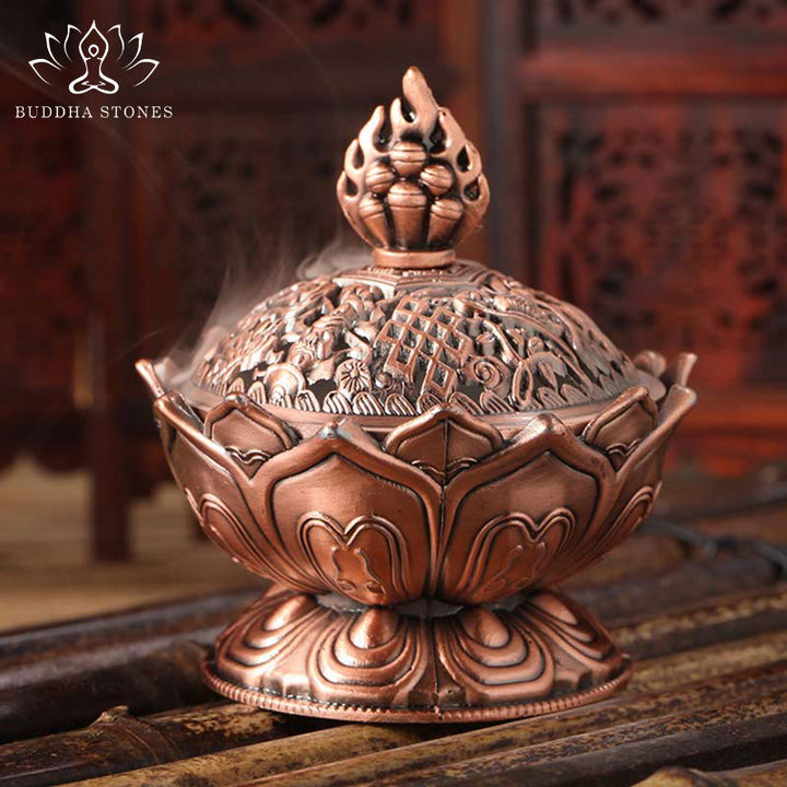 Räucherstäbchen Halterung Lotus Keramik Rotbronze