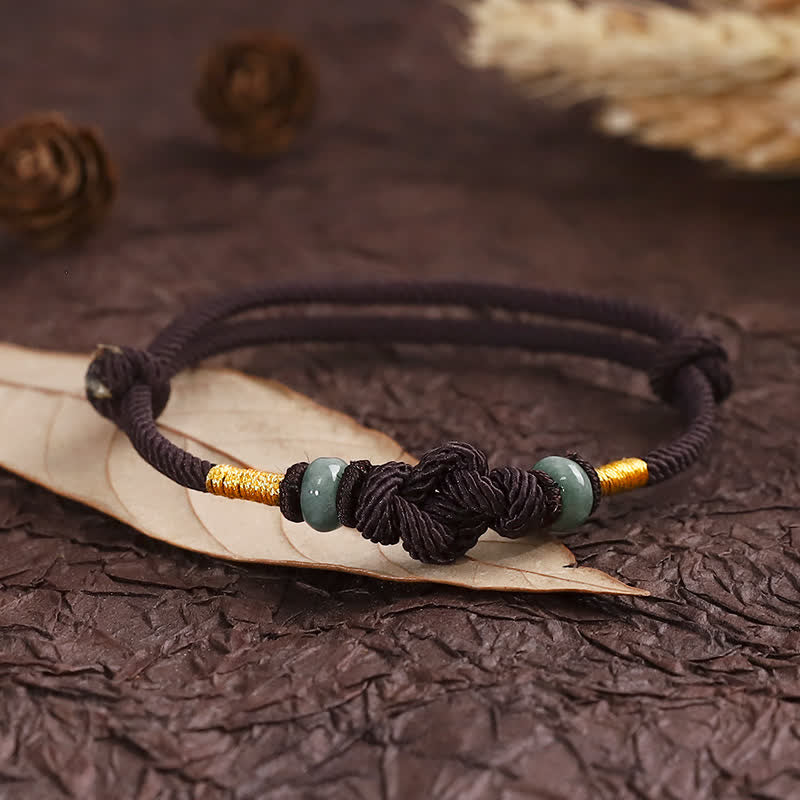 Armband Rotes Band Jade - Glück Knoten