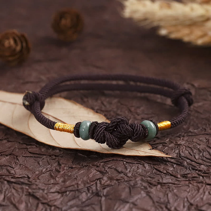 Armband Rotes Band Jade - Glück Knoten