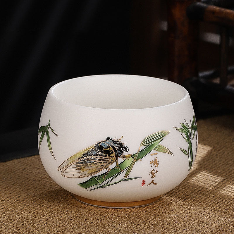 Teetasse Mit Henkel Drache Kranich Lotus Hirsch