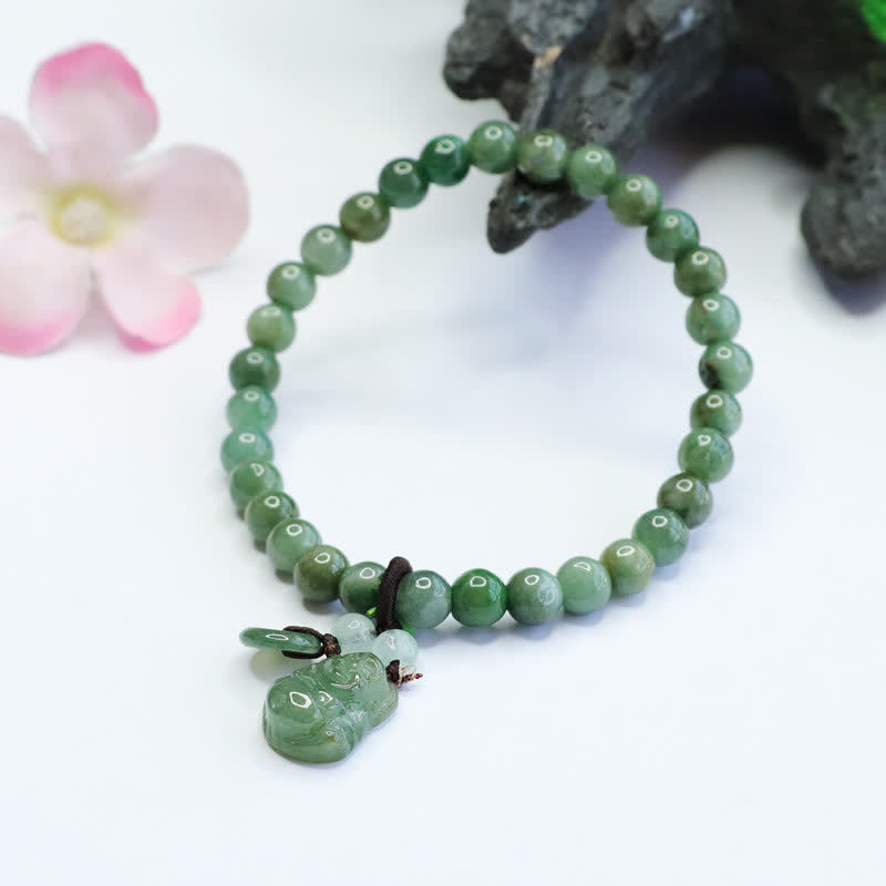 Armband Lachender Buddha Cyan Jade Heilung Glück