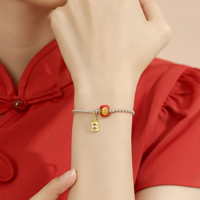 Armband 925 Silber Glücksbringend – Segen mit rotem Stein Anhänger