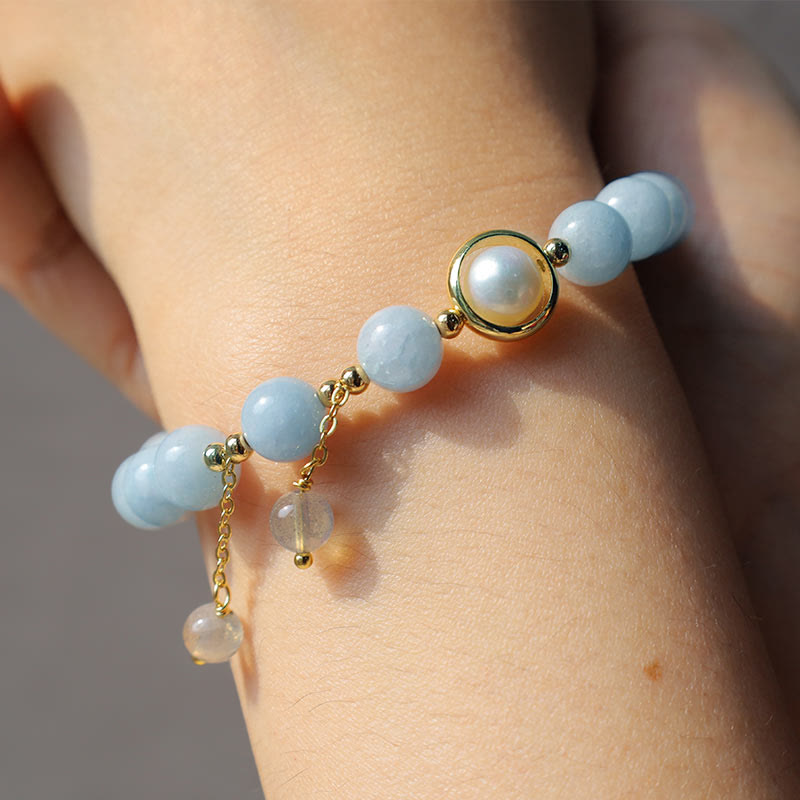 Armband Aquamarin Mondstein – Heilung