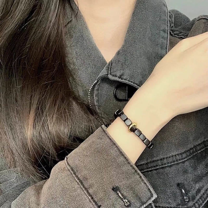 Armband Tibet Ebenholz Quadratische Perlen