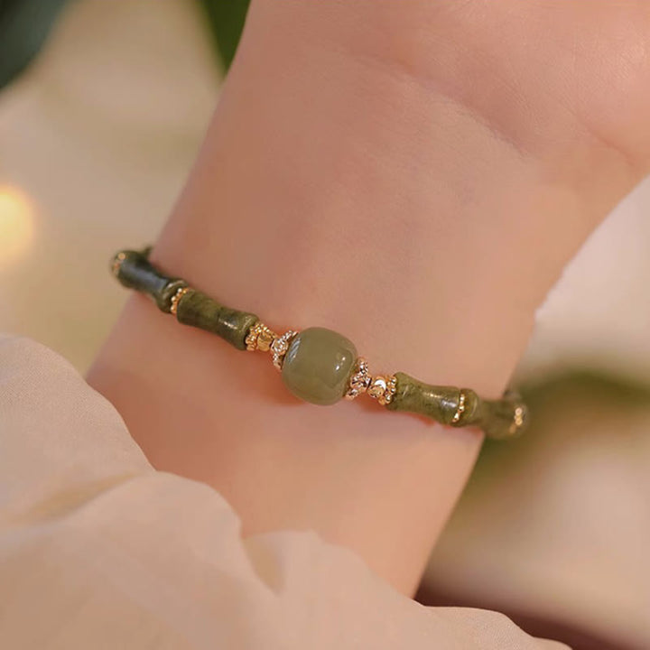 Armband Hetian Jade & Peridot - Bambus