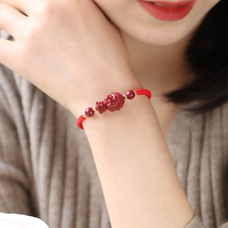 Armband Zinnober Chinesisches Tierkreis – Segen rotes Perlenarmband Handgelenk
