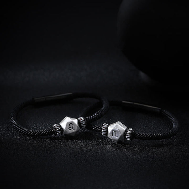 Zwei Armbänder mit Sternzeichen Symbolen Löwe und Skorpion 925 Silber