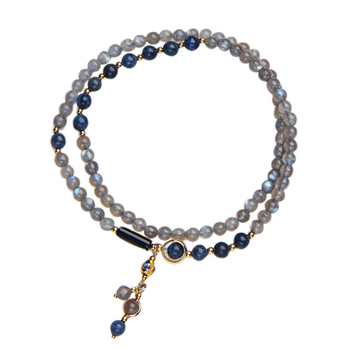 Mondstein Armband mit dunkelblauen Saphiren eleganter Schmuck Naturstein
