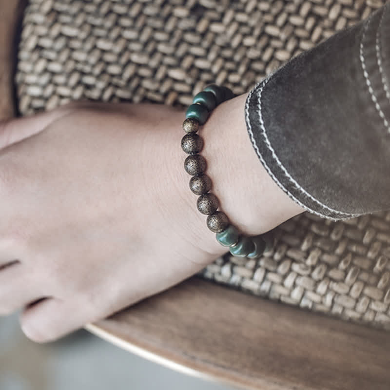 Armband Kupfer Bodhi Erfolg Perlen Türkis Handgelenk getragen elastisch