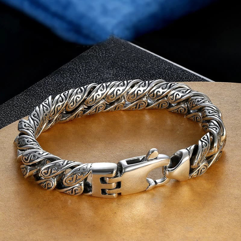 Vintage Tang Dynastie Blume Armband Glück silbern am Handgelenk getragen