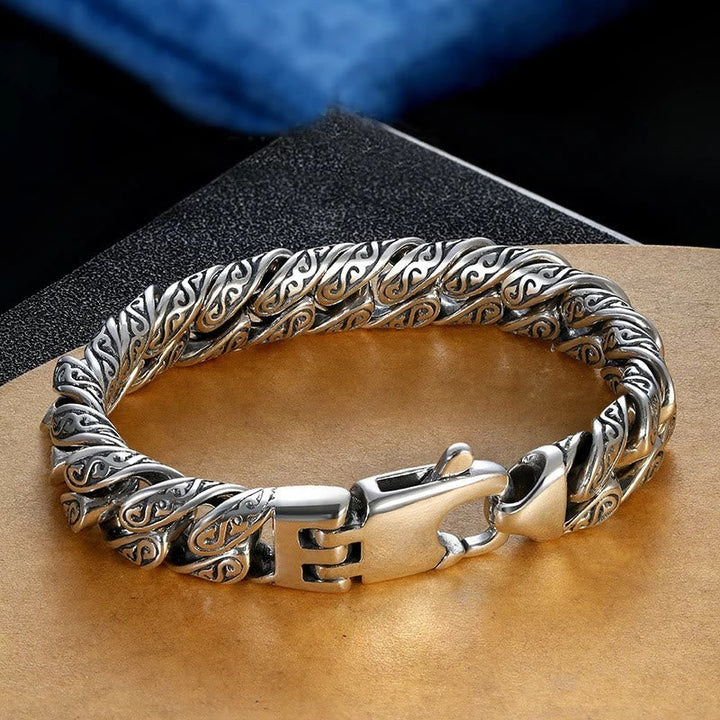 Vintage Tang Dynastie Blume Armband Glück silbern am Handgelenk getragen