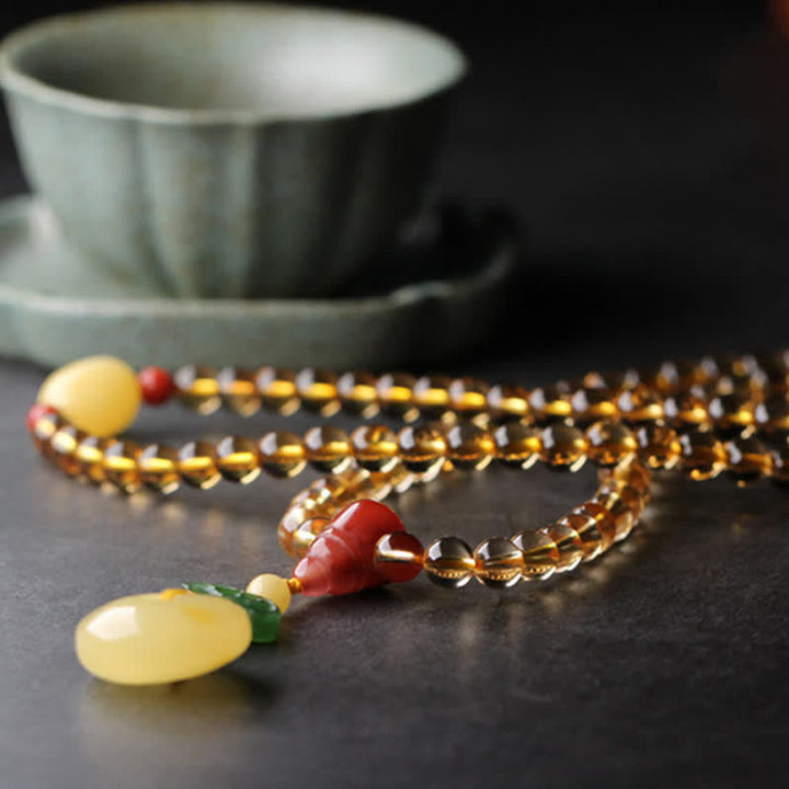 Armband Roter Achat Citrin Pixiu mit goldenen Perlen Schutz