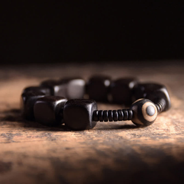 Armband Ebenholz – Stärke schwarze Perlen Naturstein elastisch handgefertigt