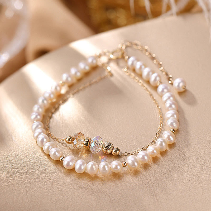 Armband 925 Silber Kristall mit Perlen Heilung eleganz