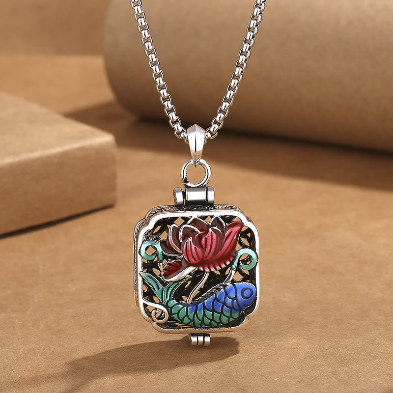 Kette Kupfer Lotus Koi Münze – Bild 2 – Kette Kupfer Lotus Koi Münze Anhänger buntes Emaille Design Schmuck