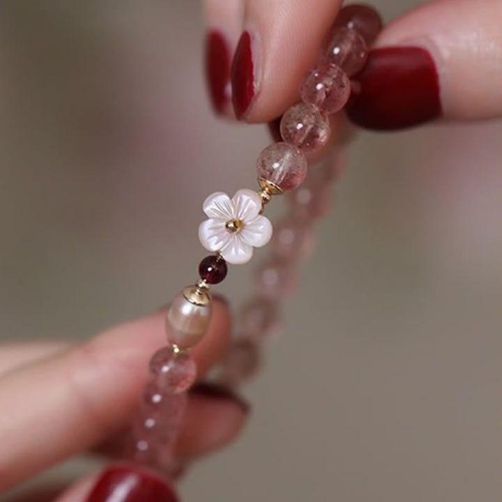 Armband Erdbeerquarz Pfirsichblüte – Liebe