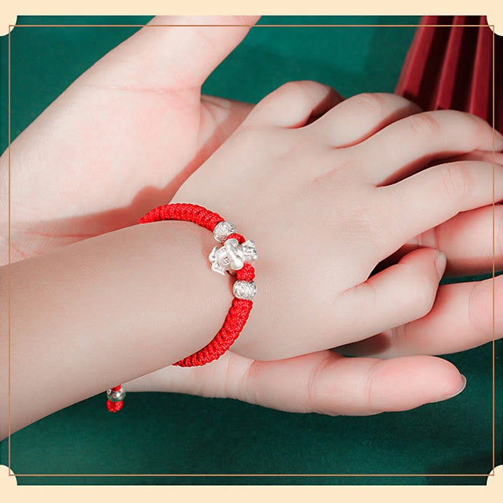 Rotes Armband 925 Silber Chinesisches Tierkreis Glück Handgelenk elegant