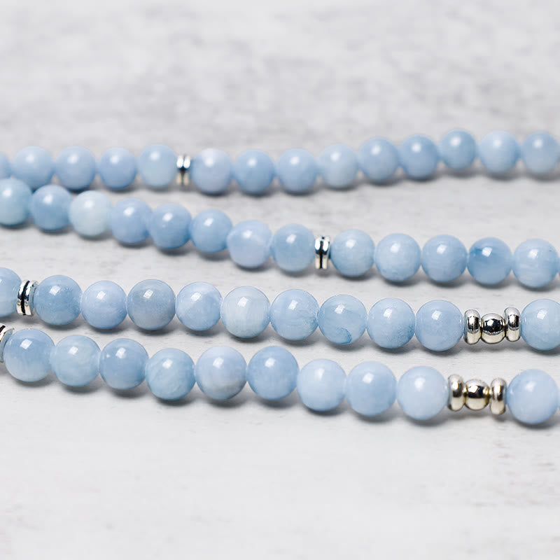 Mala Aquamarin 108 Perlen Heilung Lotus