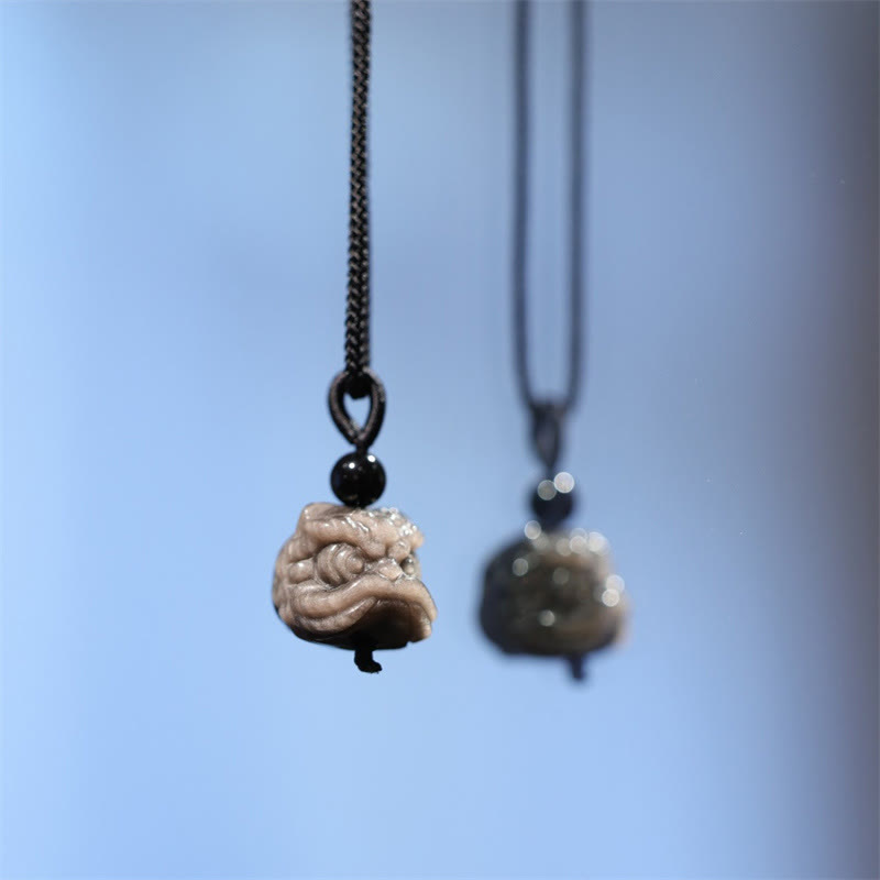 Kette schwarzer Obsidian tanzender Löwe – Schutz