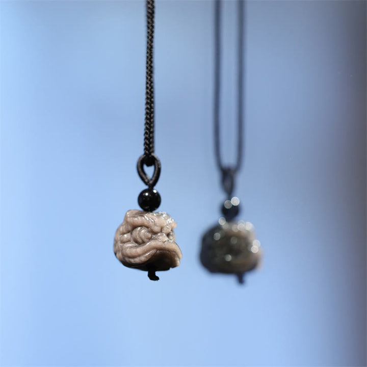 Kette schwarzer Obsidian tanzender Löwe – Schutz