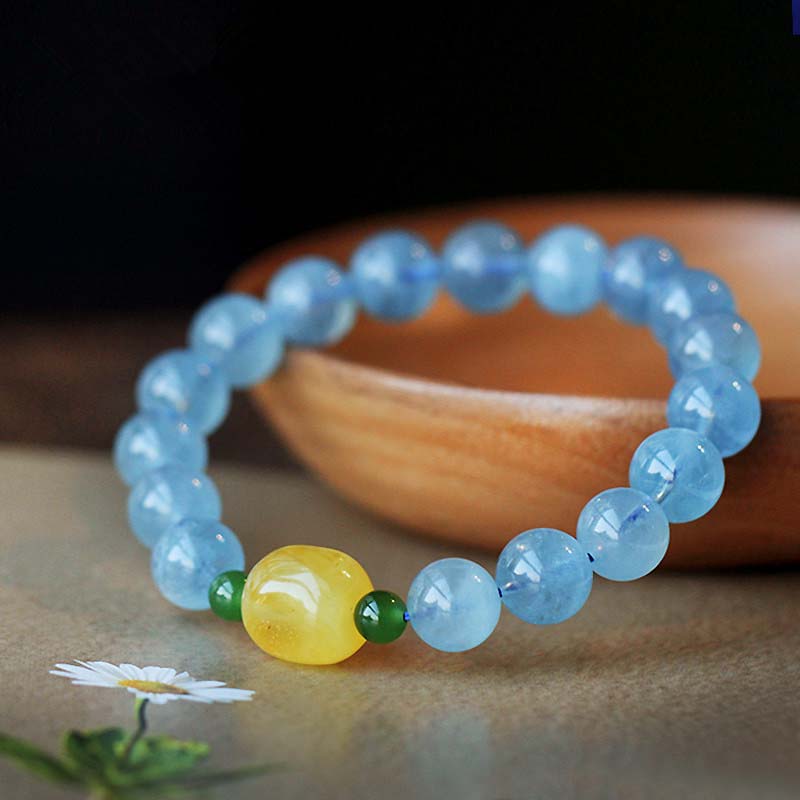 Armband Aquamarin – Heilung & Energie mit gelben und grünen Steinen