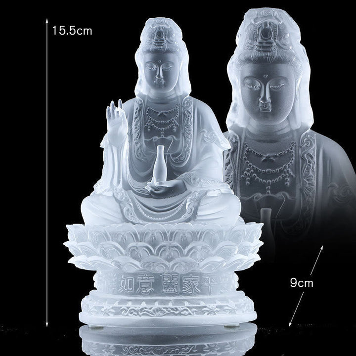 Kwan Yin Avalokitesvara Liuli Kristall 15,5cm Weiß