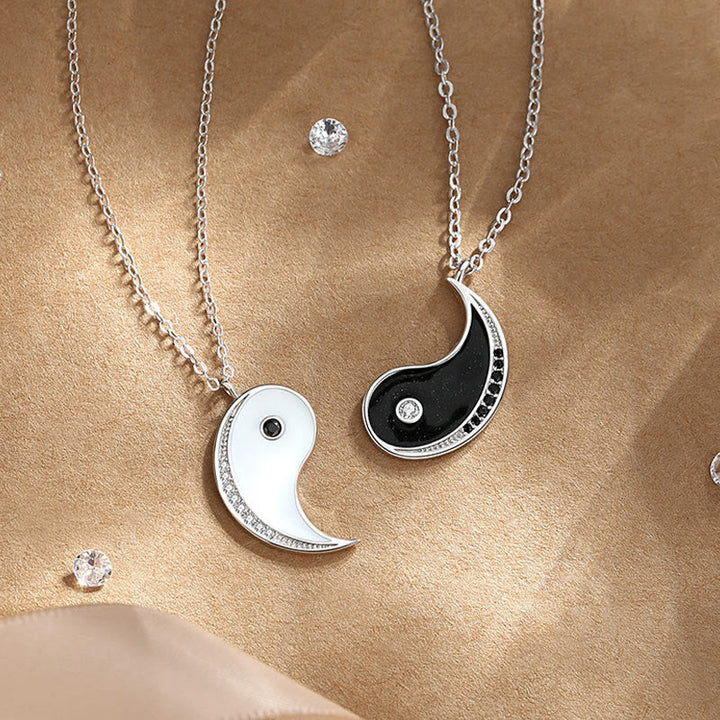 Kette Sterlingsilber Yin Yang Schwarz Weiss