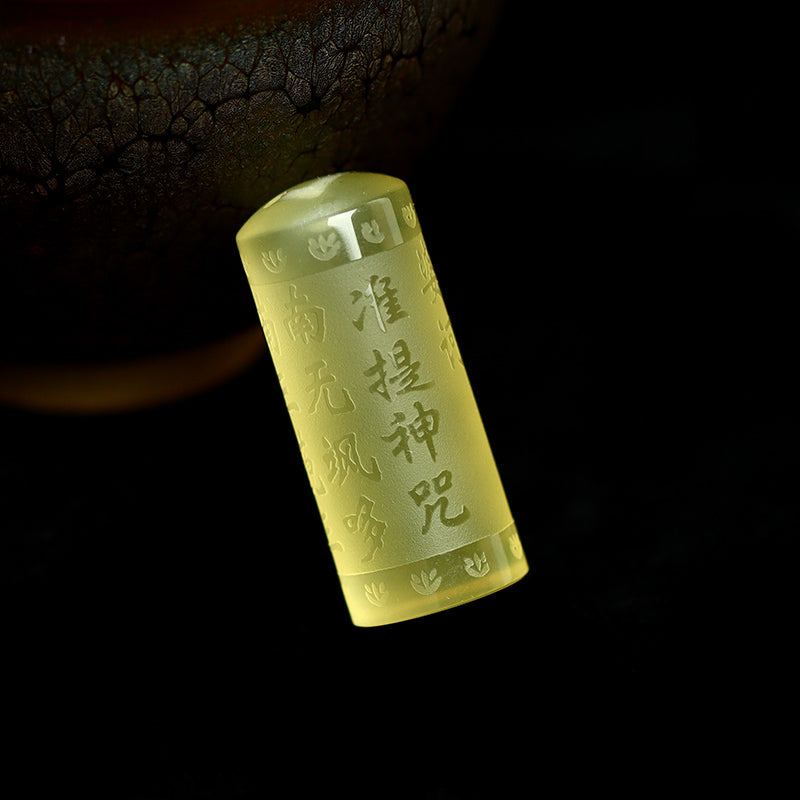 Citrin Kette Anhänger Zylinder chinesische Schriftzeichen Mantra