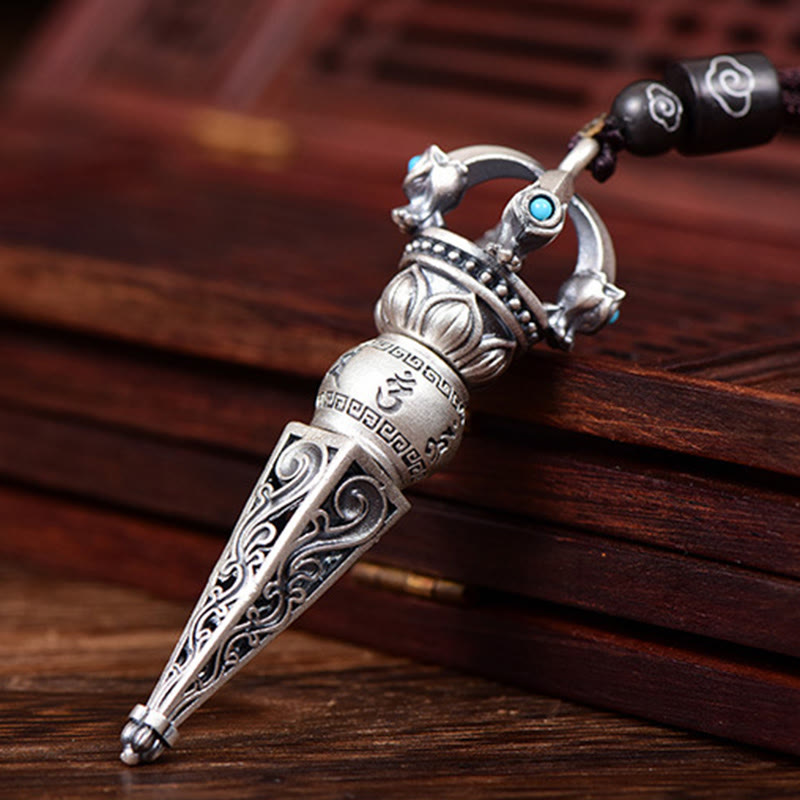 Kette Sterling Silber Dorje Vajra Anhänger Weisheit Stärke Buddhismus