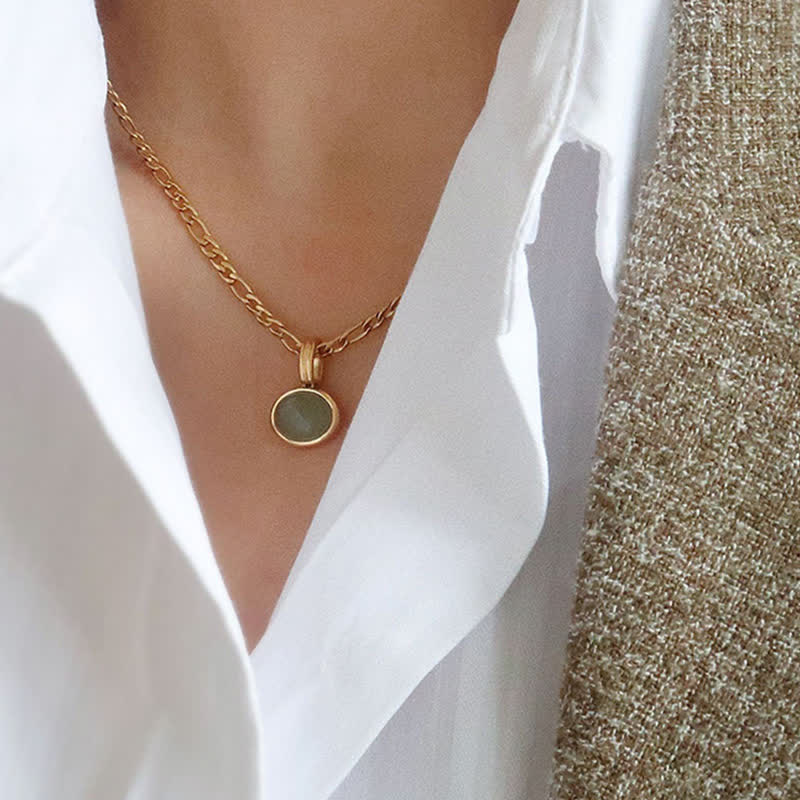 Grüner Türkis Anhänger, Oval Kette, Kraft Edelstein, Stärke