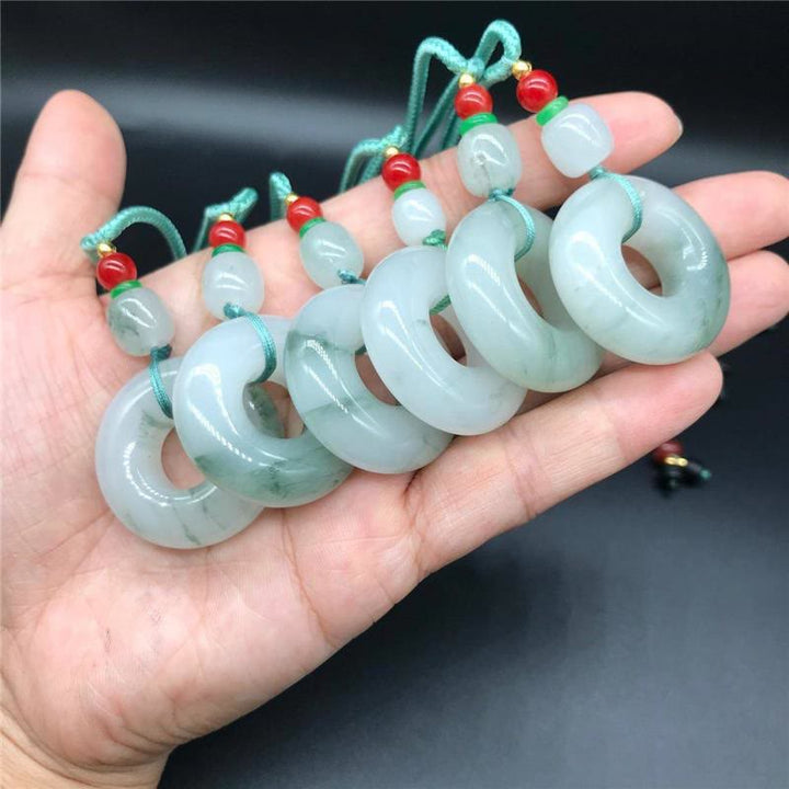 Jade Anhänger Kette Donut Stein Natur
