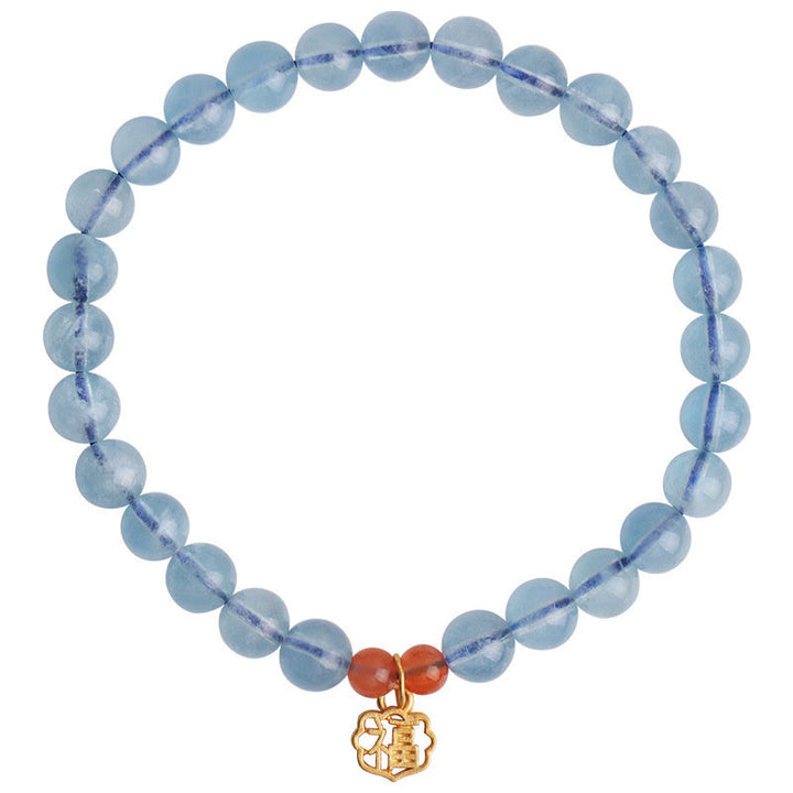 Armband Aquamarin Roter Achat Heilung Naturstein elastisch tragbar