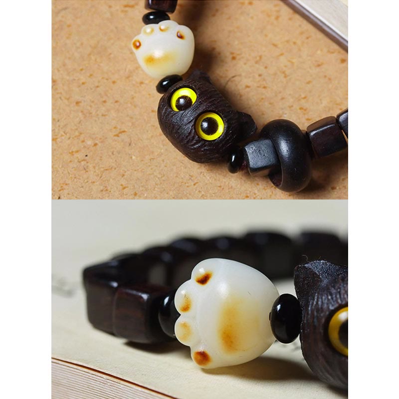Armband Bodhi Ebenholz Katze mit gelben Augen Ruhe