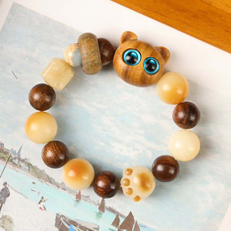 Armband Sandelholz Bodhi Katze – Glück & Frieden