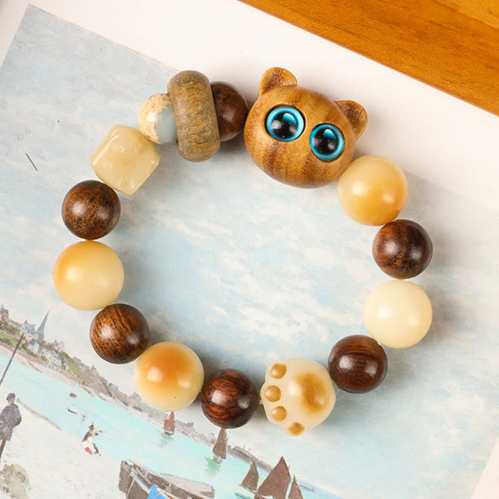Armband Sandelholz Bodhi Katze – Glück & Frieden