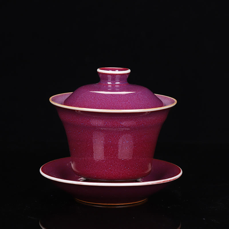 Teetasse Mit Deckel Gaiwan Sancai Rot (Farbe/Glasur variiert) – groß