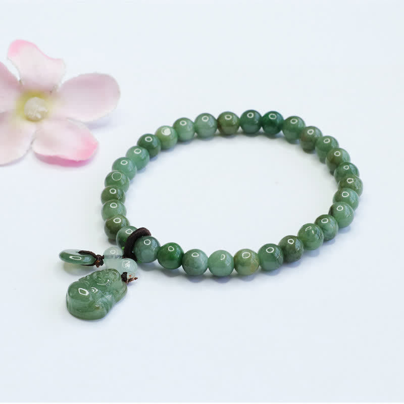 Armband Lachender Buddha Cyan Jade Heilung Glück