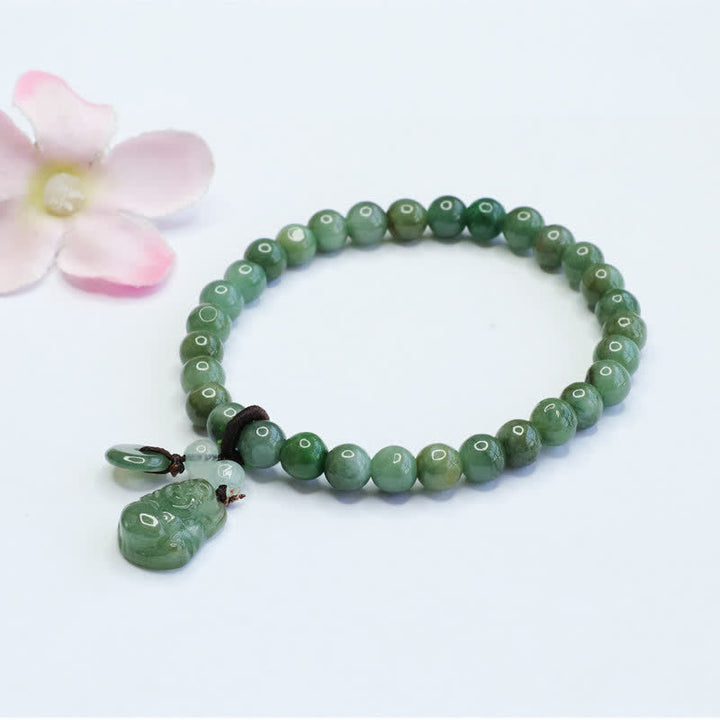 Armband Lachender Buddha Cyan Jade Heilung Glück