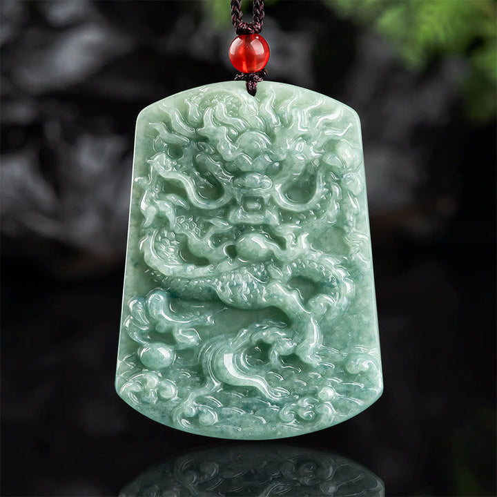 Jade Drachen Kette Anhänger grün Naturstein