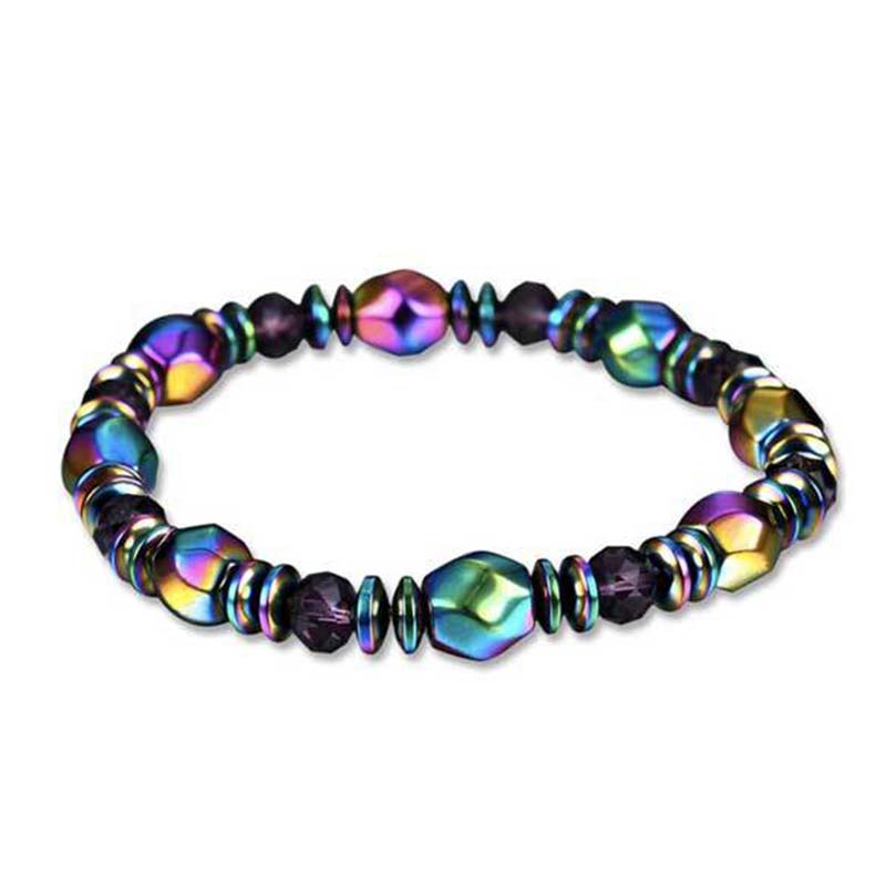 Armband Regenbogen Hämatit mit bunten facettierten Perlen Wohlbefinden