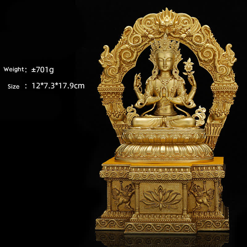 Amitabha Buddha 10 cm Vierarmiger Avalokitesvara mit Sockel