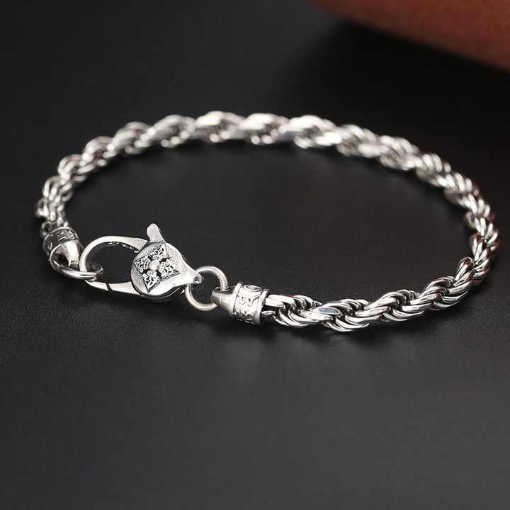 Gedrehtes Silberarmband 925 mit Om Mani Padme Hum Verschluss elegant.