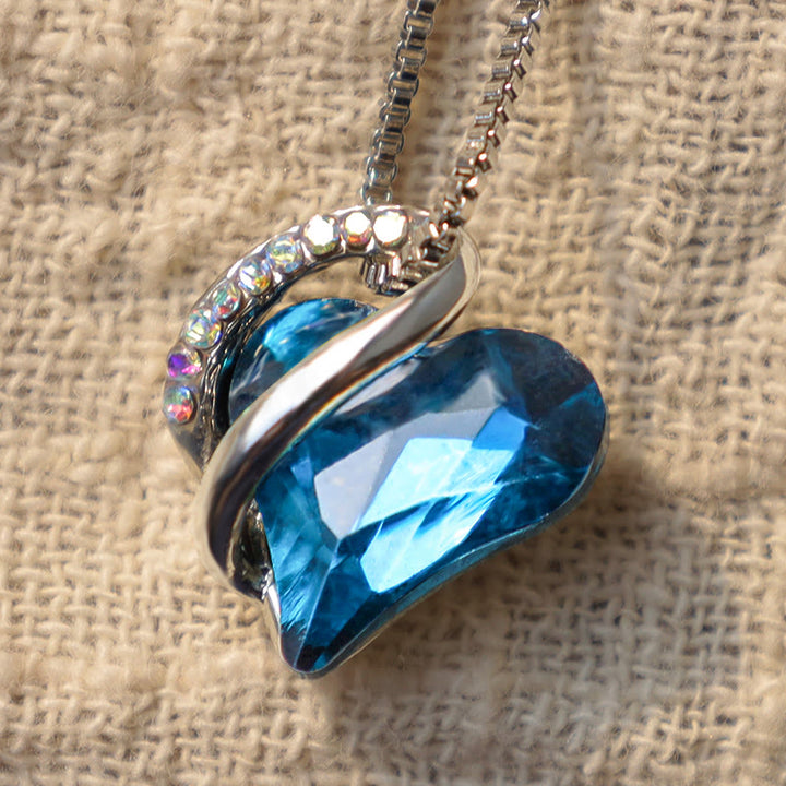 Blaue Herz Kette Anhänger Kristall Stein Silber Kette Schmuck