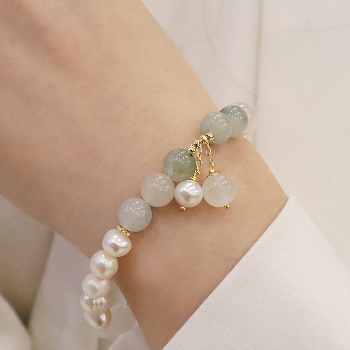 Armband Perle Jade – Heilung mit Süßwasserperlen und Jade Steinen