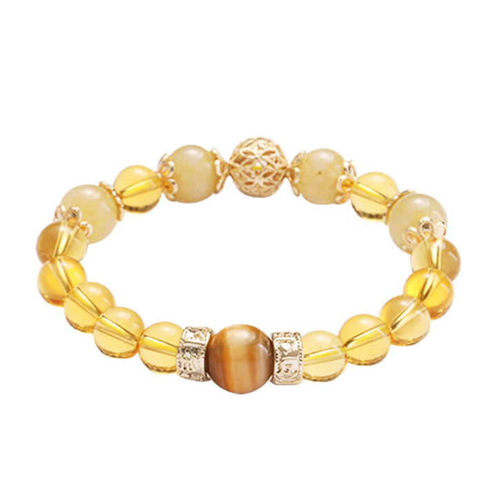Armband Citrin – Wohlstand mit goldenen Perlen und Natursteinen elegant.