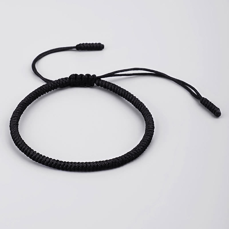 Schwarzes geflochtenes Armband Tibet 3Pcs Geflochten Knoten elastisch verstellbar