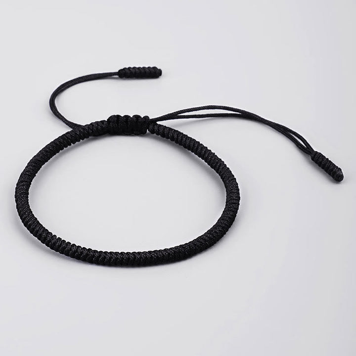 Schwarzes geflochtenes Armband Tibet 3Pcs Geflochten Knoten elastisch verstellbar