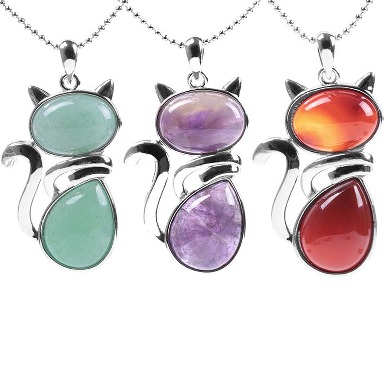 Kette Amethyst Katze Anhänger Naturstein drei Varianten Halskette