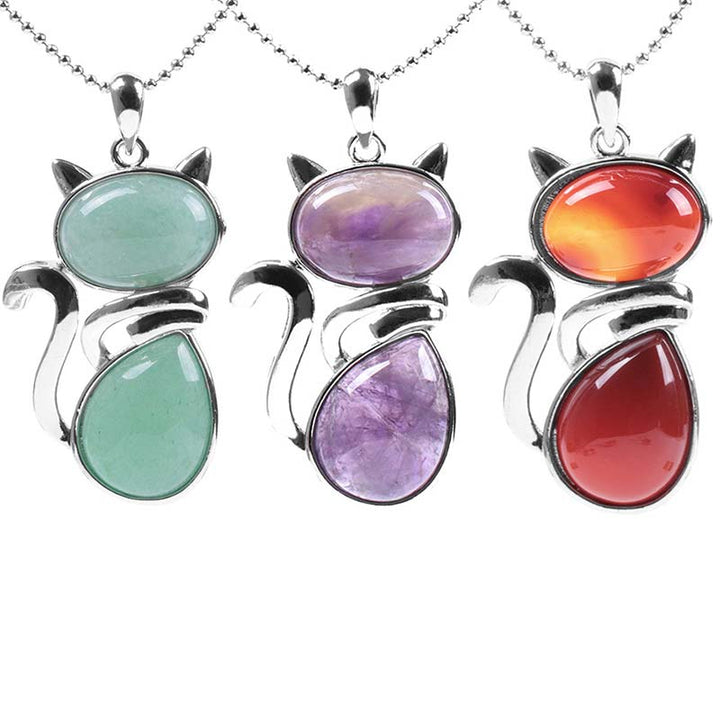 Kette Amethyst Katze Anhänger Naturstein drei Varianten Halskette